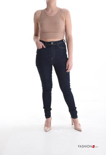 skinny Cotton Jeans with buttons with zip with pockets - ph 5