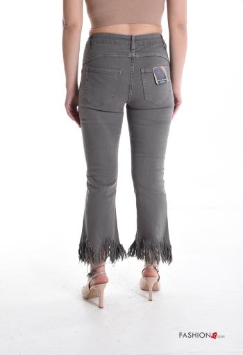 Jeans in Cotone con bottoni con frange con zip con tasche - ph 2