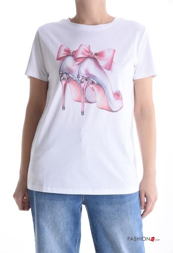 T-shirt in Cotone maniche corte girocollo Fantasia stampata
