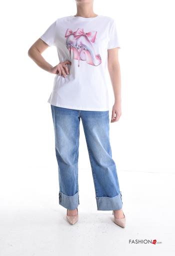 T-shirt in Cotone maniche corte girocollo Fantasia stampata - ph 5