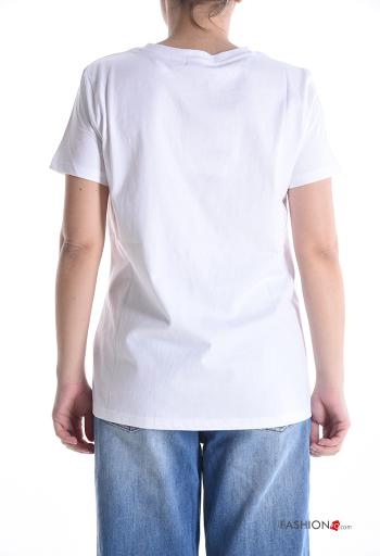 Patterned short sleeve crew neck Cotton T-shirt - ph 2