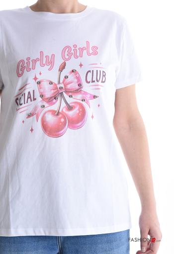 Patterned short sleeve crew neck Cotton T-shirt - ph 4