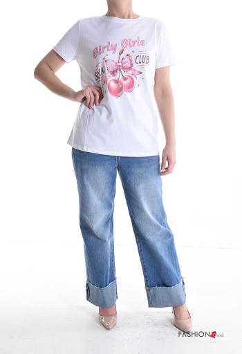 Patterned short sleeve crew neck Cotton T-shirt - ph 5