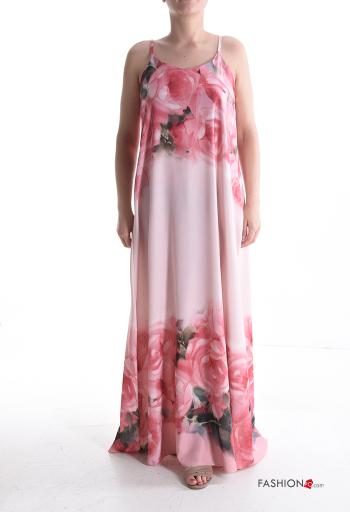Blumenmuster ärmellos rückenfrei lange Kleid