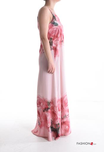Blumenmuster ärmellos rückenfrei lange Kleid - ph 3