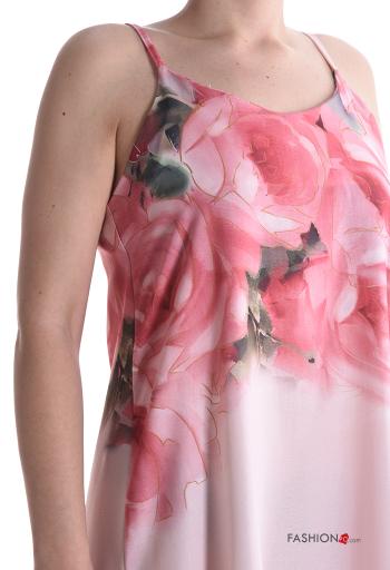 Blumenmuster ärmellos rückenfrei lange Kleid - ph 4