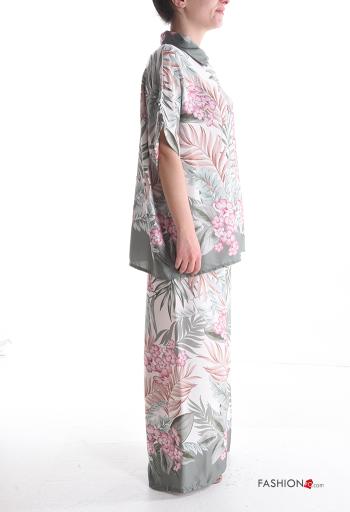 Coordinato wide leg maniche corte con colletto Fantasia floreale con bottoni con elastico - ph 3