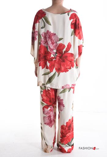 Coordinato wide leg maniche corte girocollo Fantasia floreale con elastico - ph 2