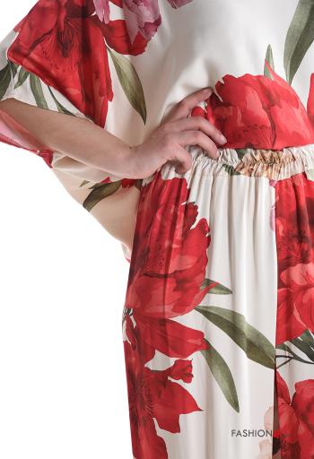Coordinato wide leg maniche corte girocollo Fantasia floreale con elastico - ph 4
