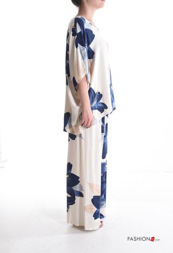 Conjunto gola redonda wide leg manga curta oversize Floral com elástico - ph 3