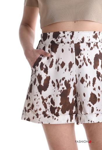 Pantaloncino Short vita alta Fantasia animalier con tasche con elastico - ph 4