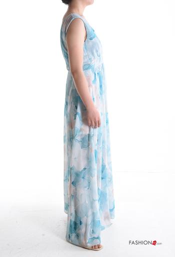 Blumenmuster ärmellos rückenfrei lange Kleid mit V-Ausschnitt - ph 3