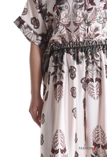 Coordinato wide leg maniche corte con colletto Fantasia stampata con bottoni con elastico - ph 4