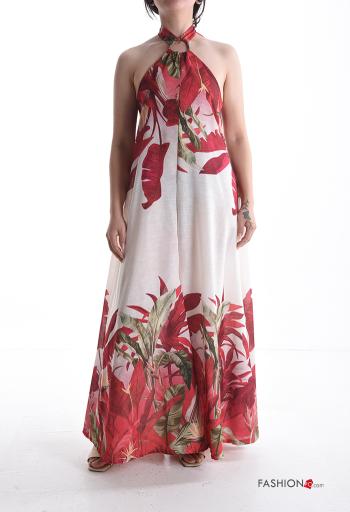 Blumenmuster verstellbarer rückenfrei wide leg ärmellos Overall aus Baumwolle