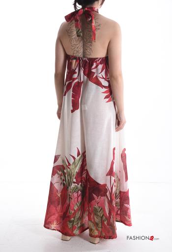 Blumenmuster verstellbarer rückenfrei wide leg ärmellos Overall aus Baumwolle - ph 2