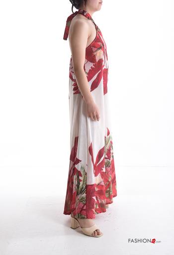 Blumenmuster verstellbarer rückenfrei wide leg ärmellos Overall aus Baumwolle - ph 3