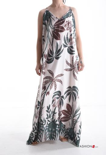 Vestido de Algodón largo sin mangas espalda descubierta Estampado Floral - ph 1