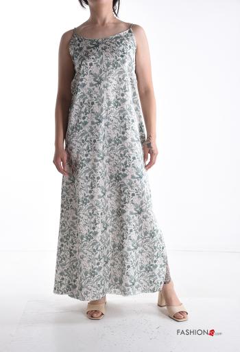 Floral sleeveless backless long Dress with split