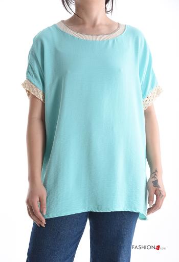 Blusa lurex manga curta gola redonda