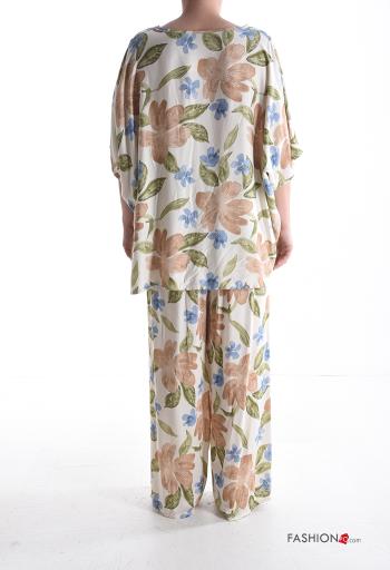 Coordinato wide leg maniche corte girocollo Fantasia floreale con elastico - ph 2