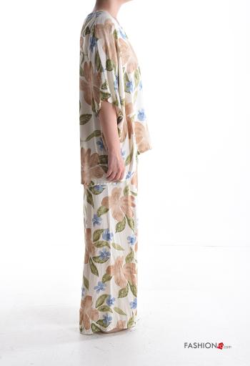 Coordinato wide leg maniche corte girocollo Fantasia floreale con elastico - ph 3