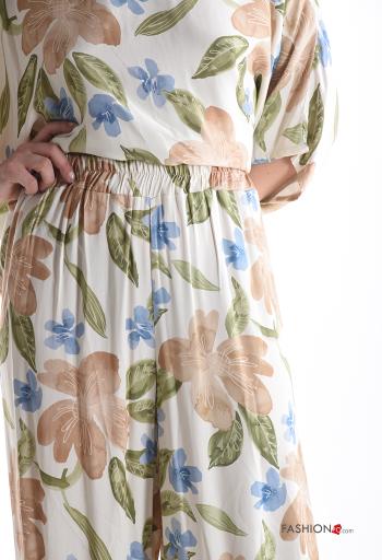 Coordinato wide leg maniche corte girocollo Fantasia floreale con elastico - ph 4