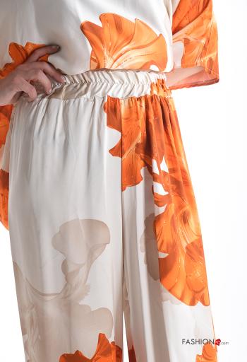 Coordinato wide leg girocollo Fantasia floreale con elastico maniche a tre quarti - ph 4