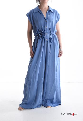Mono wide leg manga corta con cuello con botones con bolsillos - ph 1