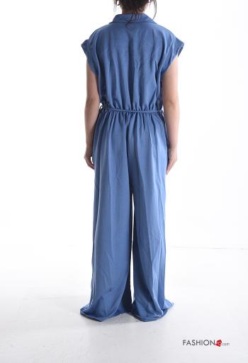 Mono wide leg manga corta con cuello con botones con bolsillos - ph 2