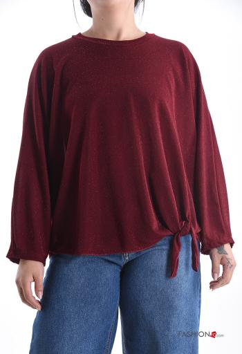 Blusa manga larga De lurex cuello redondo con nodo - ph 1