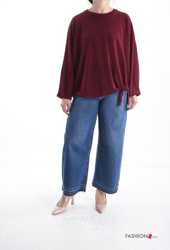 Blusa manga larga De lurex cuello redondo con nodo - ph 5