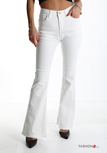 flared Cotton Jeans with pockets