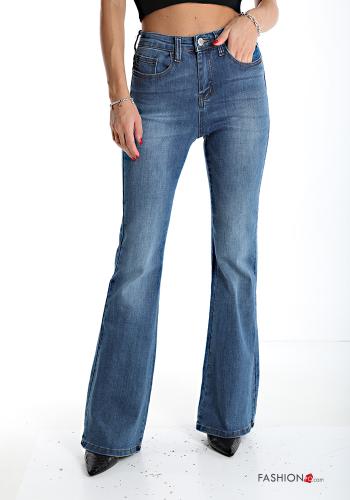 flared Cotton Jeans with pockets