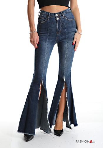 Jeans in Cotone a zampa con tasche