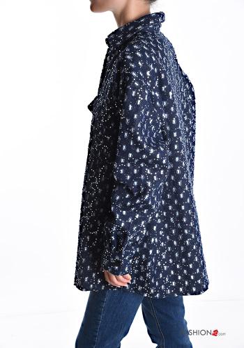 Camicia in Cotone denim maniche lunghe con bottoni con tasche - ph 3