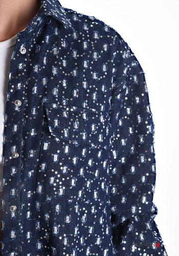 Camicia in Cotone denim maniche lunghe con bottoni con tasche - ph 4