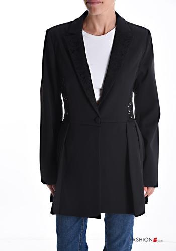 Chaqueta encaje sin forro con botones escote profundo