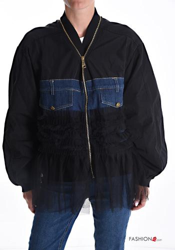 Bomber in Cotone tulle con fodera con tasche con zip