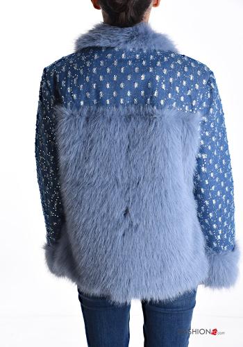 Chaqueta de Algodón tela vaquera piel sintética con cremallera con bolsillos con forro - ph 2