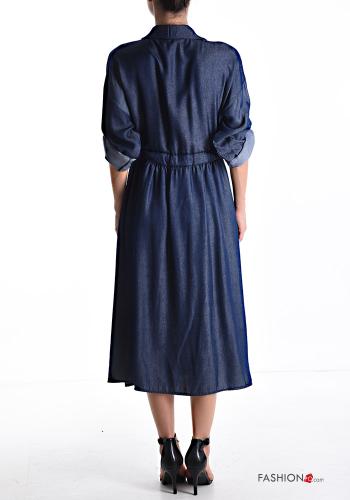 with collar Dress with buttons with drawstring - ph 2