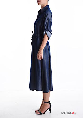 with collar Dress with buttons with drawstring - ph 3