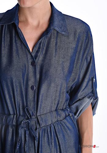 with collar Dress with buttons with drawstring - ph 4