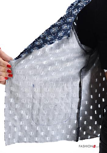 Veste en Coton en denim col rond à broderie avec poches sans doublure - ph 6