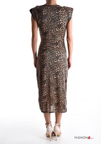 Vestido De lurex sin mangas Estampado animal con nodo escote profundo con cuello en v con abertura - ph 2