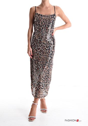 Robe sans manches à dos nu Imprimé animalier à paillettes - ph 1