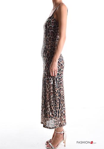 Robe sans manches à dos nu Imprimé animalier à paillettes - ph 3