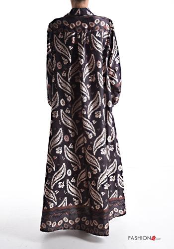 Abstract print long with collar oversized Dress with buttons - ph 2