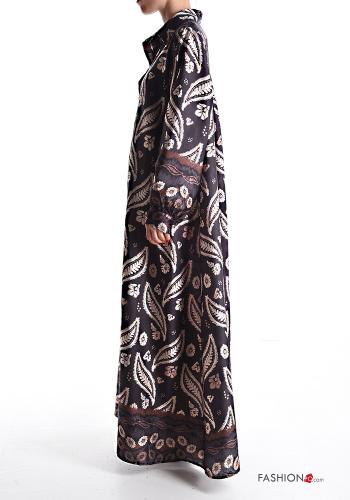 Abstract print long with collar oversized Dress with buttons - ph 3