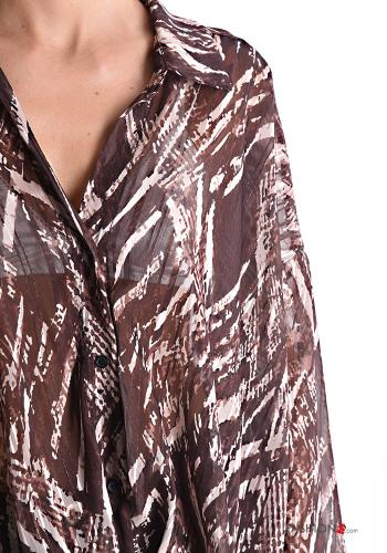 Chemise chiffon à collet manches longues Imprimé abstrait à boutons à noeud - ph 4
