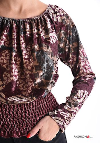 Blusa in velluto maniche lunghe con elastico - ph 4